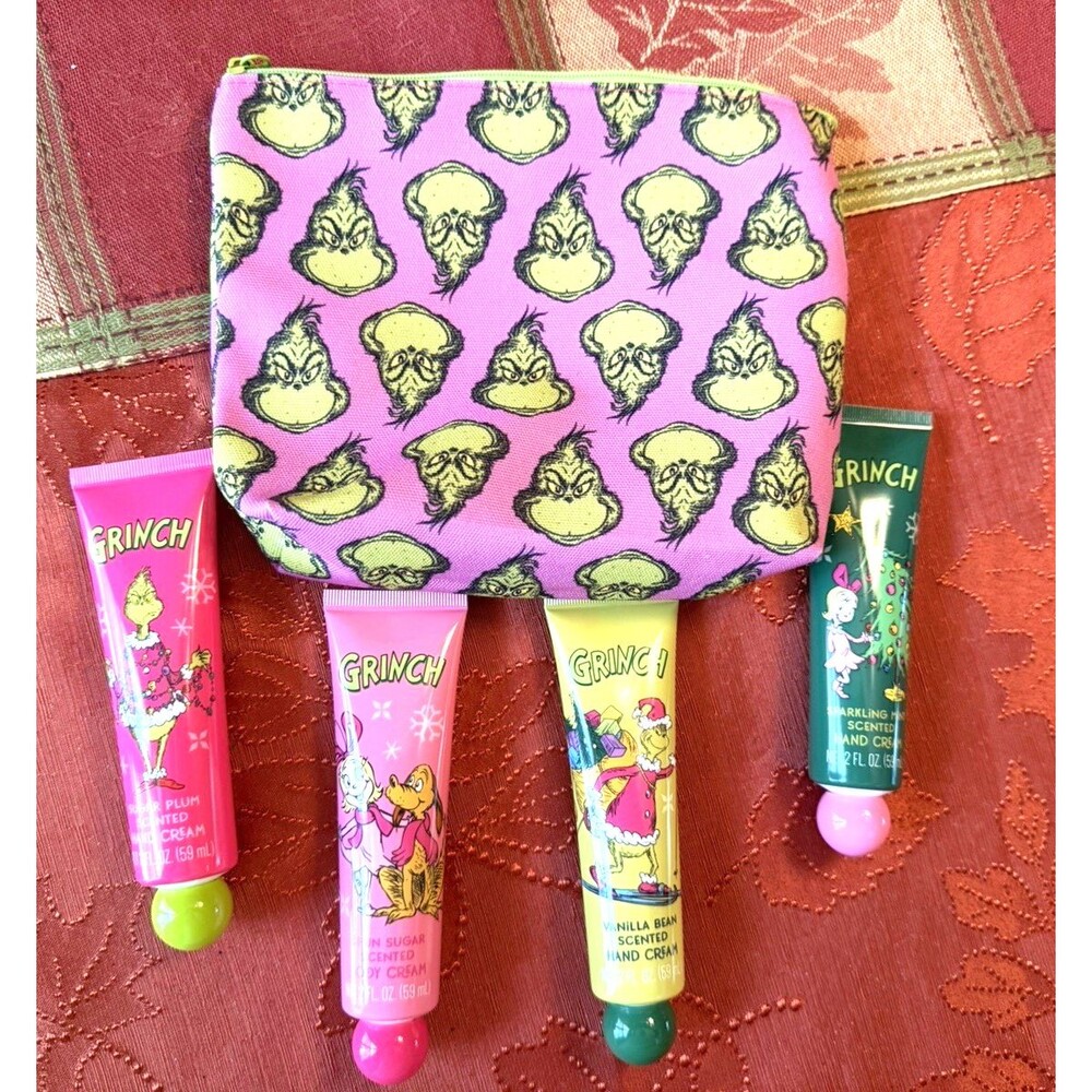 HOW GRINCH STOLE CHRISTMAS Cosmetic Bag With 4 Hand Creams NEW Holiday Gift